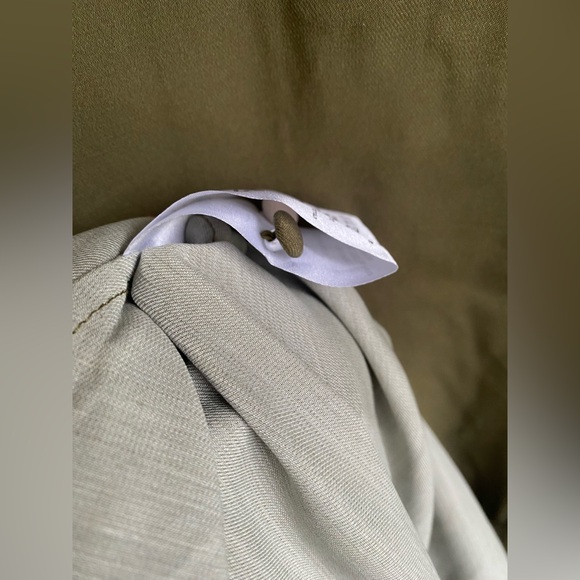 Sezane Tatiana Floral Long Sleeve Maxi Shirt Dress Rama Kaki - Picture 9 of 10